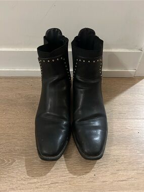 Men's Black Studded Leather Ankle Boots